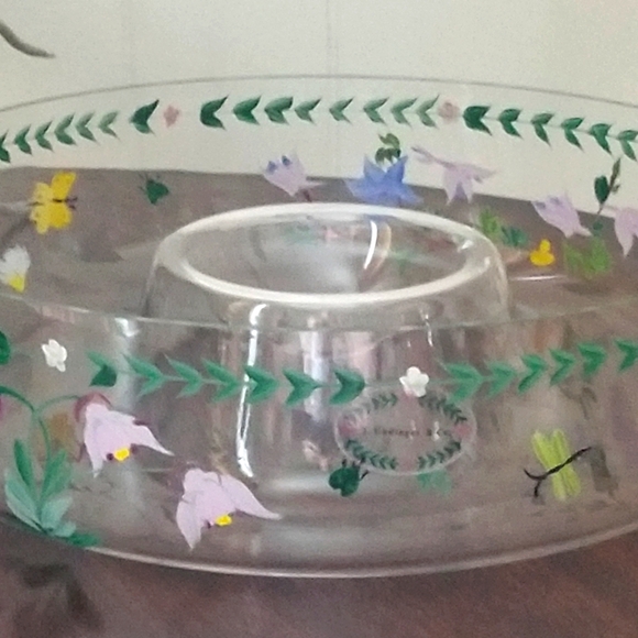 Vintage I. Godinger Hand-Painted & Signed Chip & Dip Serving Bowl - Picture 6 of 6